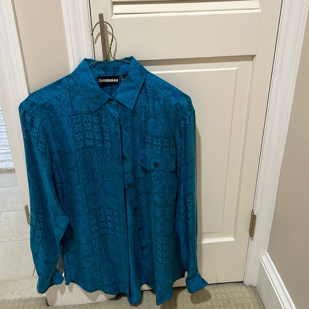 TEAL AND BLACK LONG SHIRT Diane Gilman